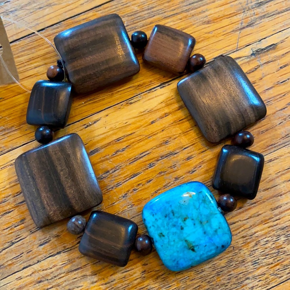 NWT Tiger Wood & Turquoise Bracelet